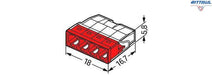 WAGO 2273-204 : Разклонителна Клема за твърд проводник, 4 проводна, червена, 0,5-2,5 mm2 (100 броя в опаковка) - Rittbul