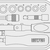 HEYTEC 50829301783 Комплект тресчотка 1/4“ с въртяща глава, битове и вложки (22 части)
