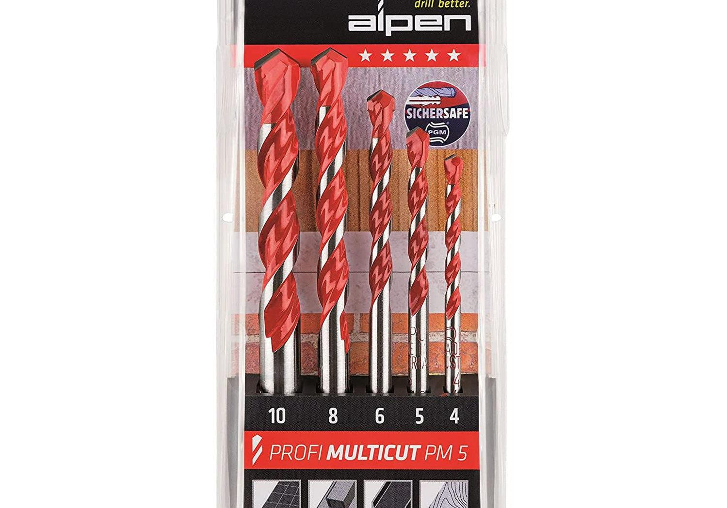 ALPEN 100705100 ALPEN 100705100 К-кт универсални свредла Profi Multicut 4/5/6/8/10 мм (5 части), ц.о. - Rittbul