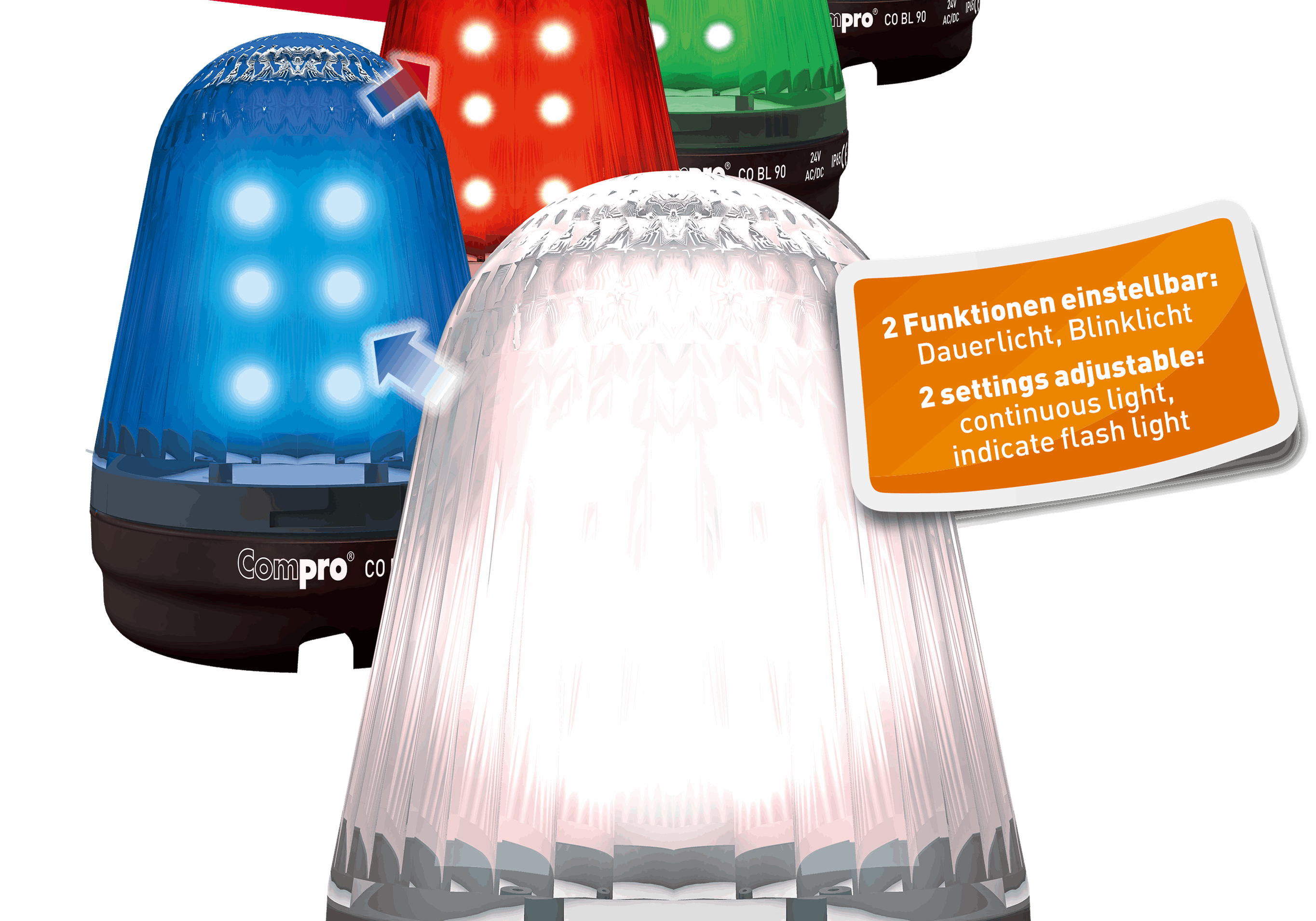 COMPRO CO BL 90 RGBA 24 2F LED сигнална лампа BL 90, многоцветна, 24 V AC/ DC / CO BL 90 RGBA 24 2F / 6172012600