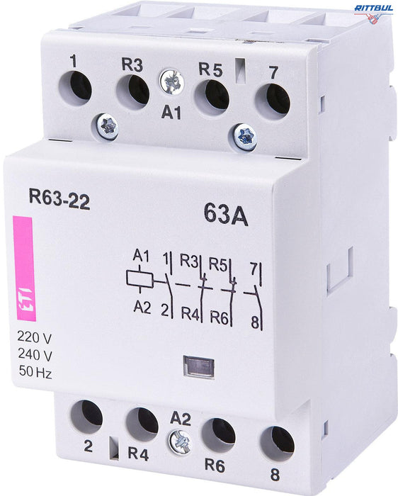 ETI 002463470 Модулен контактор 4P 3модула 63А 2NO+2NC 230 V AC