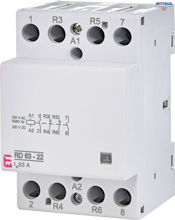 ETI 002464030 Модулен контактор 4P 3модула 63А 2NO+2NC 230 V AC/DC