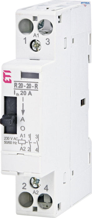 ETI 002464040 Модулен контактор 2P 1модул 20А 2NO 230 V AC с ръчно управление