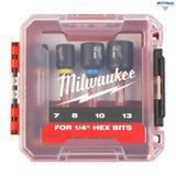 MILWAUKEE 4932492445 Комплект магнитни ударни вложки 4 бр., 1/4" HEX, в кутия, 7/8/10/13 мм х 65 мм