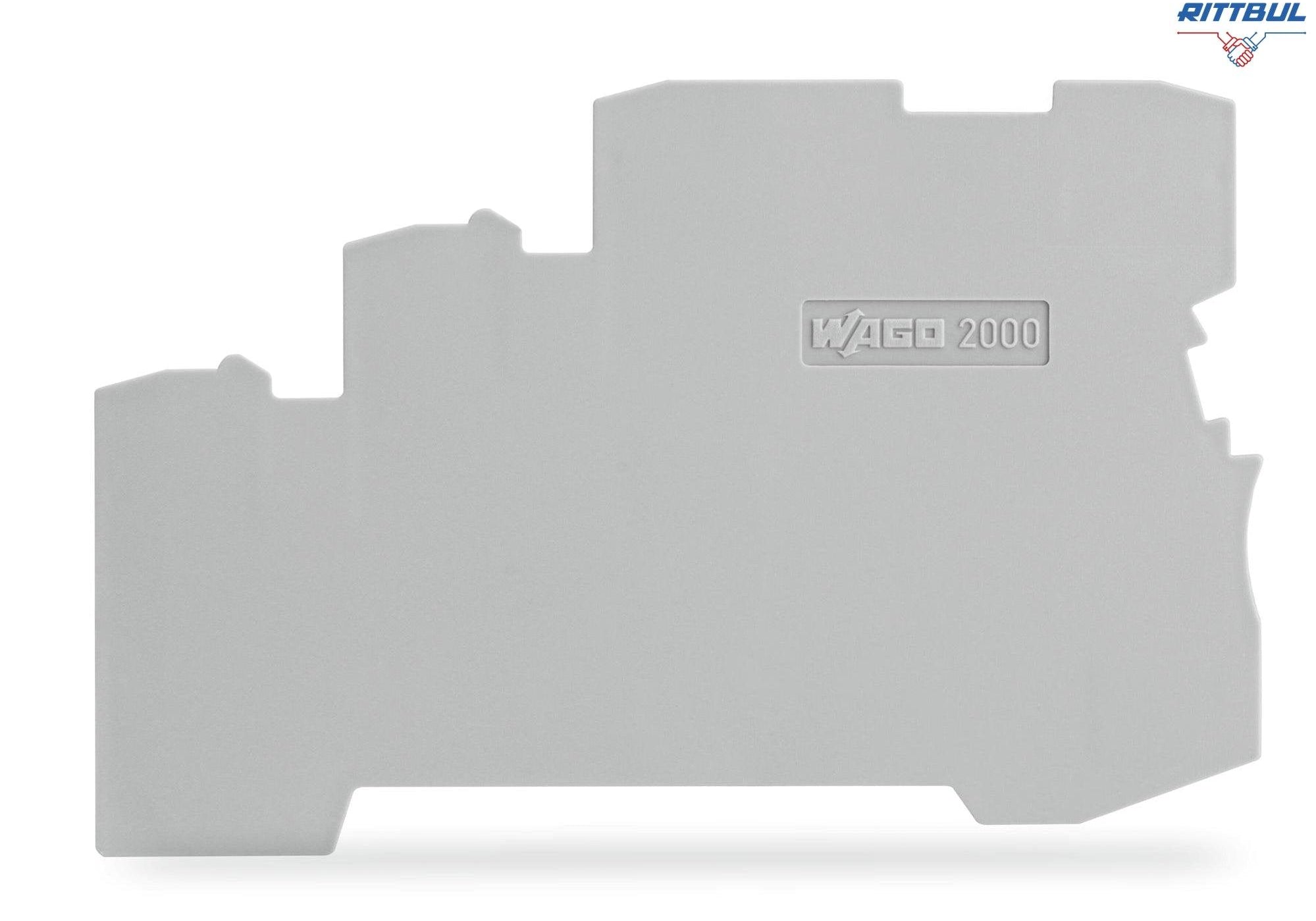 WAGO 2000-5391 Крайна капачка; 1 mm дебелина; за 3-проводни клеми; сив - Rittbul