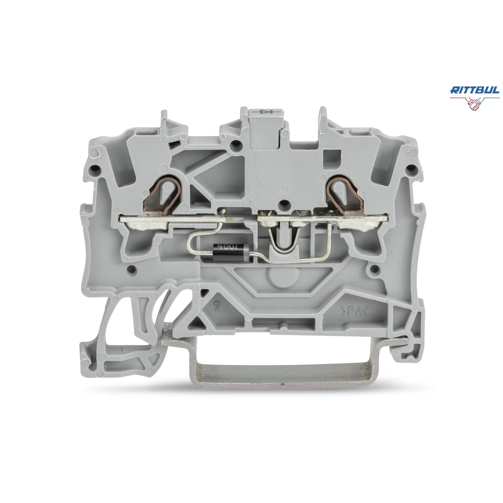 WAGO 2001-1211/1000-410 2-проводникова клема с диод 1N4007; анод, лява страна - Rittbul