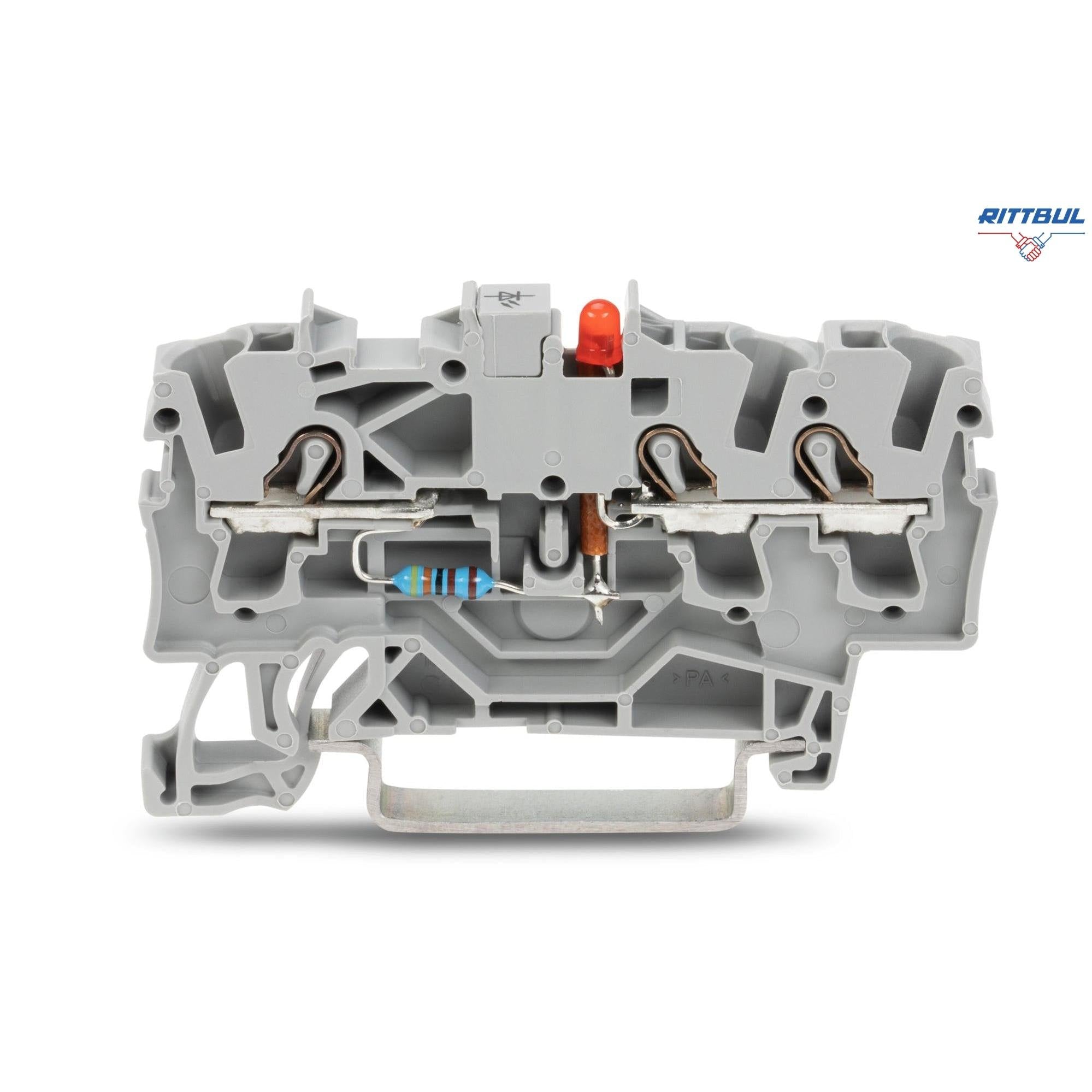 WAGO 2002-1321/1000-434 3-проводникова клема с диод LED (червен); 24 VDC - Rittbul