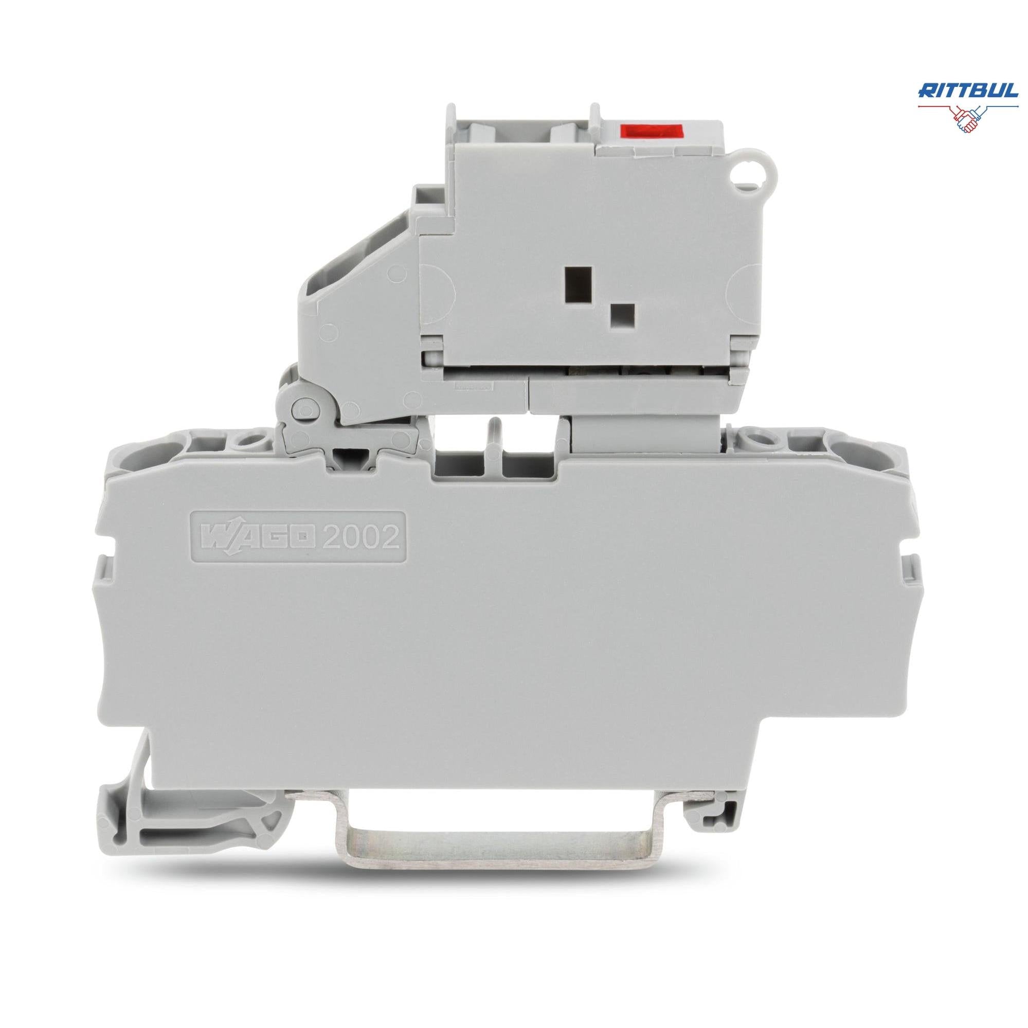WAGO 2002-1611/1000-541 2-проводникова клема за миниатюрен метричен предпазител 5x20мм; с LED индикация, 12-30V - Rittbul