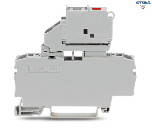 WAGO 2002-1611/1000-542 2-проводникова клема за миниатюрен метричен предпазител 5x20мм; с LED индикация; 30-65V - Rittbul