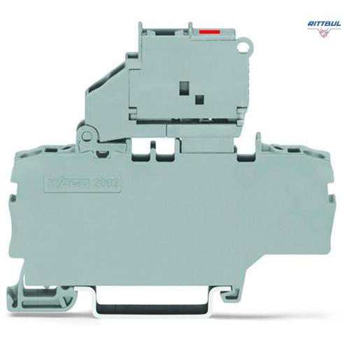 WAGO 2002-1911/1000-836 2-проводна клема за миниатюрен метричен предпазител 5x20мм; с LED индикация, с допълн.замостване ; 230 V - Rittbul