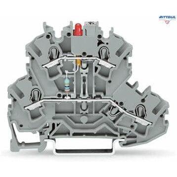 WAGO 2002-2221/1000-413 Компонентна клема, двуетажна, LED (червен); 24 VDC - Rittbul
