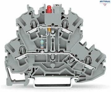 WAGO 2002-2221/1000-413 Компонентна клема, двуетажна, LED (червен); 24 VDC - Rittbul
