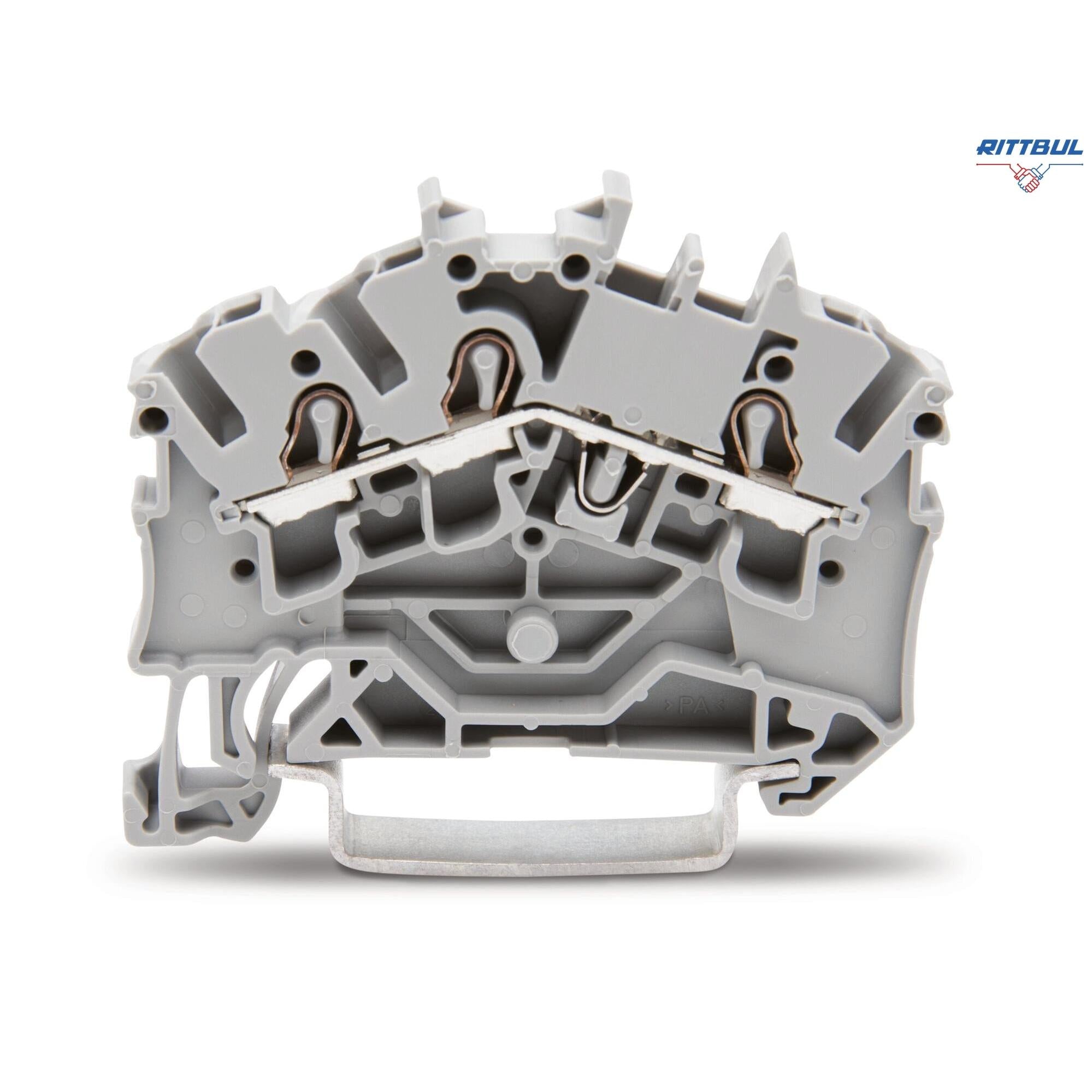 WAGO 2002-6301 Редова клема 2,5мм, 3Р със странична маркировка, сива - Rittbul