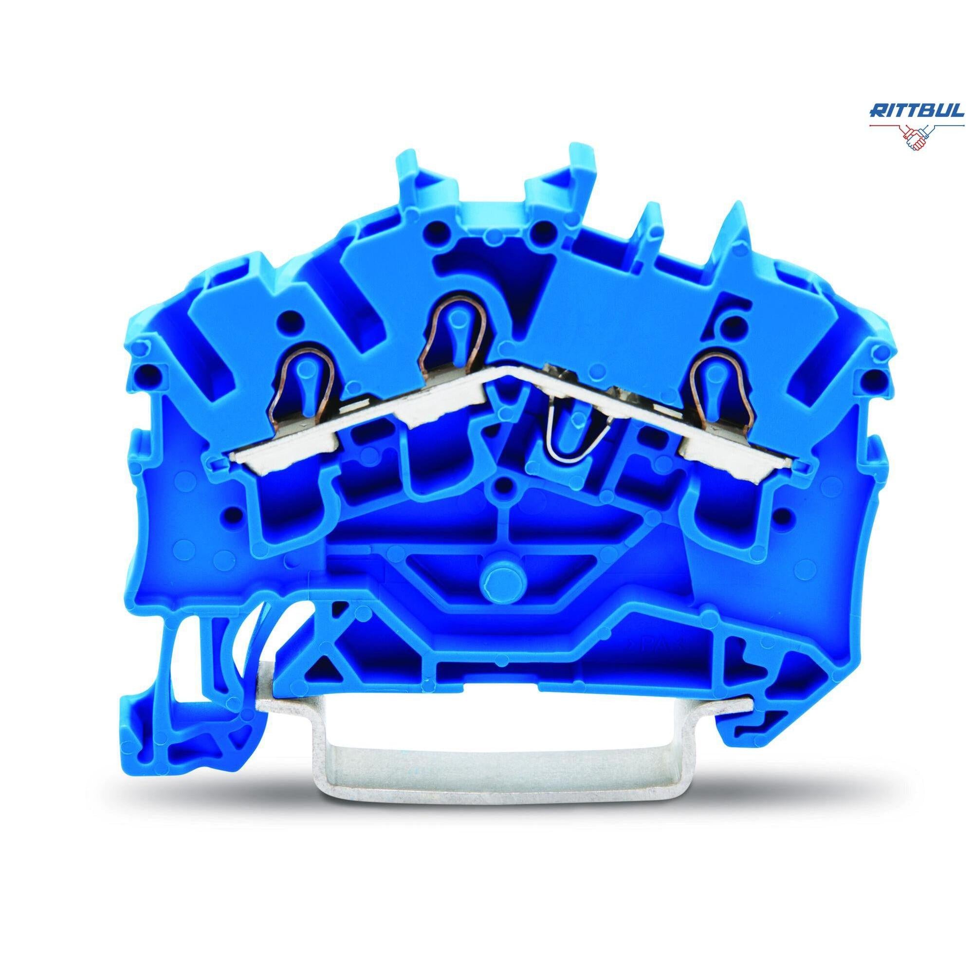 WAGO 2002-6304 Редова клема 2,5мм, 3Р със странична маркировка, синя - Rittbul
