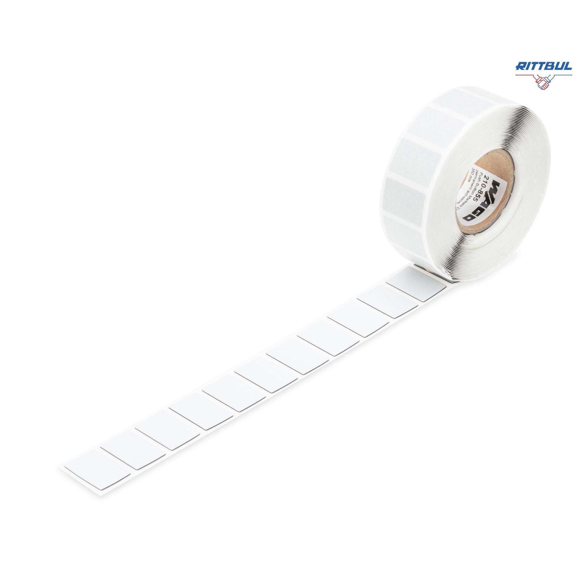 WAGO 210-855 Етикет за бутон, 27 x 18 mm, полиестер, с лепило, сребърен, 350 бр./ ролка - Rittbul