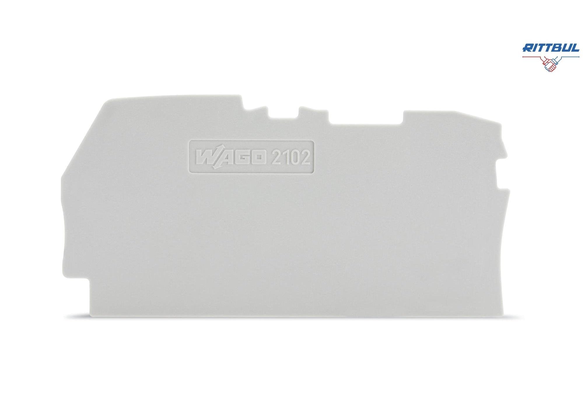WAGO 2102-1291 Крайна и междинна пластина; 0,8 mm дебелина; сив - Rittbul