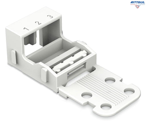 WAGO 221-503 Монтажен адаптер; за 3-проводни клеми; Серия 221 - 4 mm2; за винтов монтаж; бял - Rittbul