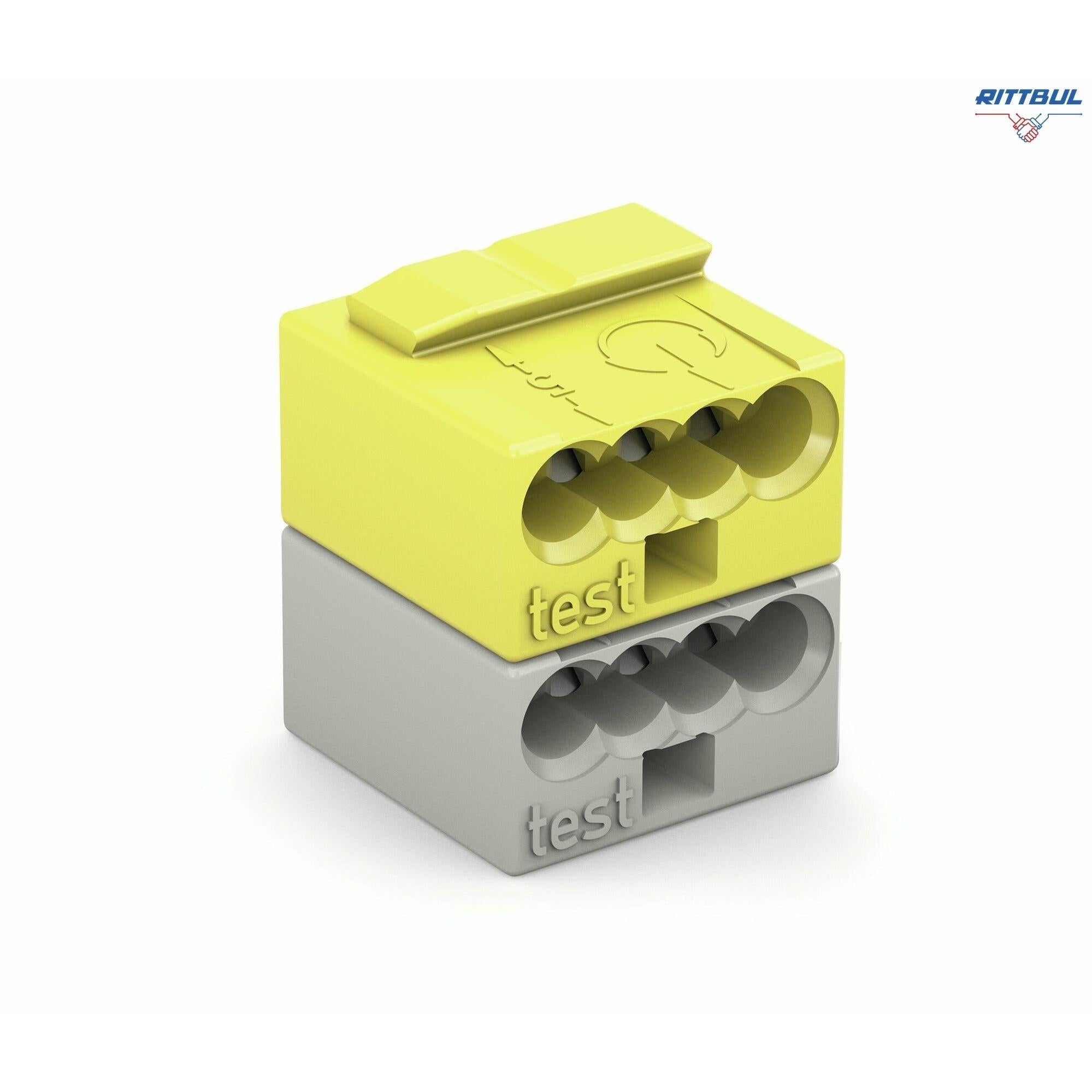 WAGO 243-212 4-conductor modular PCB connector; for individual solder pins; for KNX; 0.8 mm O; Pin spacing 5.75 mm; 2-pole; light gray/yellow - Rittbul