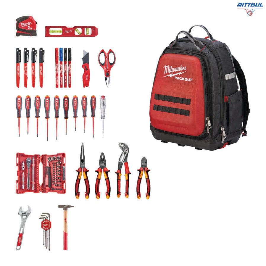 Раница Milwaukee PACKOUT за електротехници - с инструменти 76 части