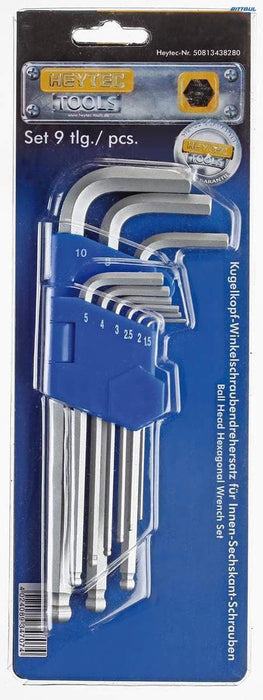 HEYTEC 50813438280 Комплект L-ключове шестограми 1.5 - 10 мм (9 части) - Rittbul