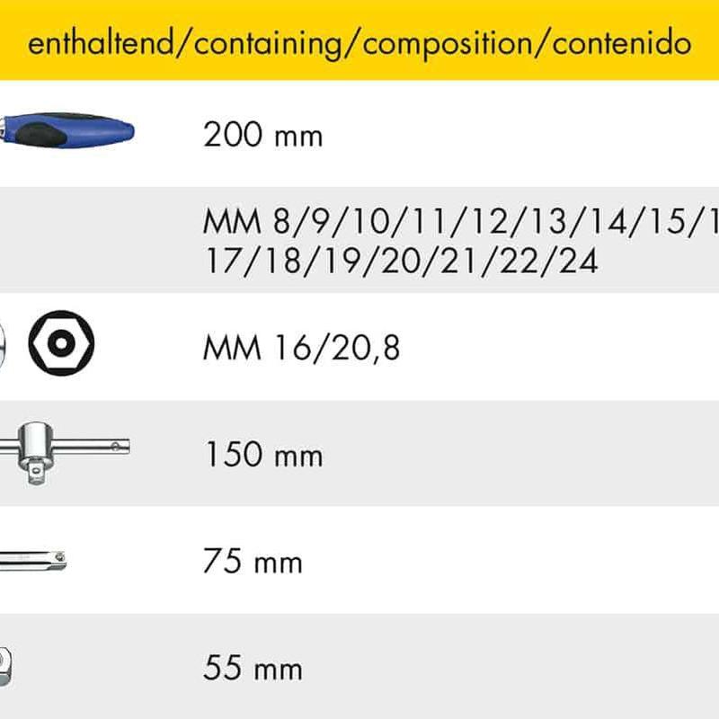 HEYTEC 50840301583 Комплект инструменти с тресчотка 3/8“ - 23 части - Rittbul