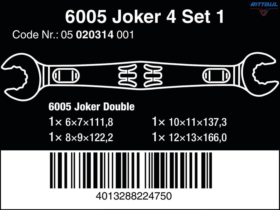 WERA 05020314001 Комплект ключове 6005 Joker, двустранни, 6-13 мм (4 части)