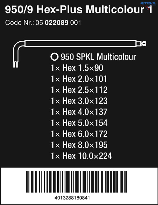 WERA 05022089001 Комплект шестостенни ключове Multicolour (9 бр.)