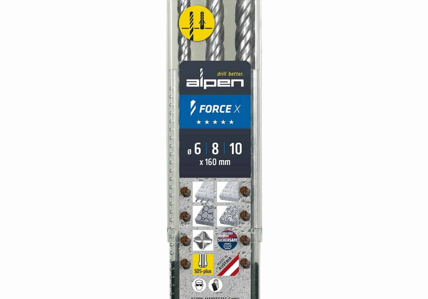 К-кт свредла за армиран бетон ForceX SDS+ (3 части), 6/8/10 мм - Rittbul