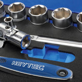 HEYTEC 50883301683 Комплект 2 бр. тресчотки 1/2 “ и 1/4`` с вложки и битове (61 части) - Rittbul