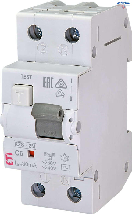 ETI 002173121 Дефектнотокова защита с автоматичен прекъсвач 2Р C6A тип AС 30mA - Rittbul