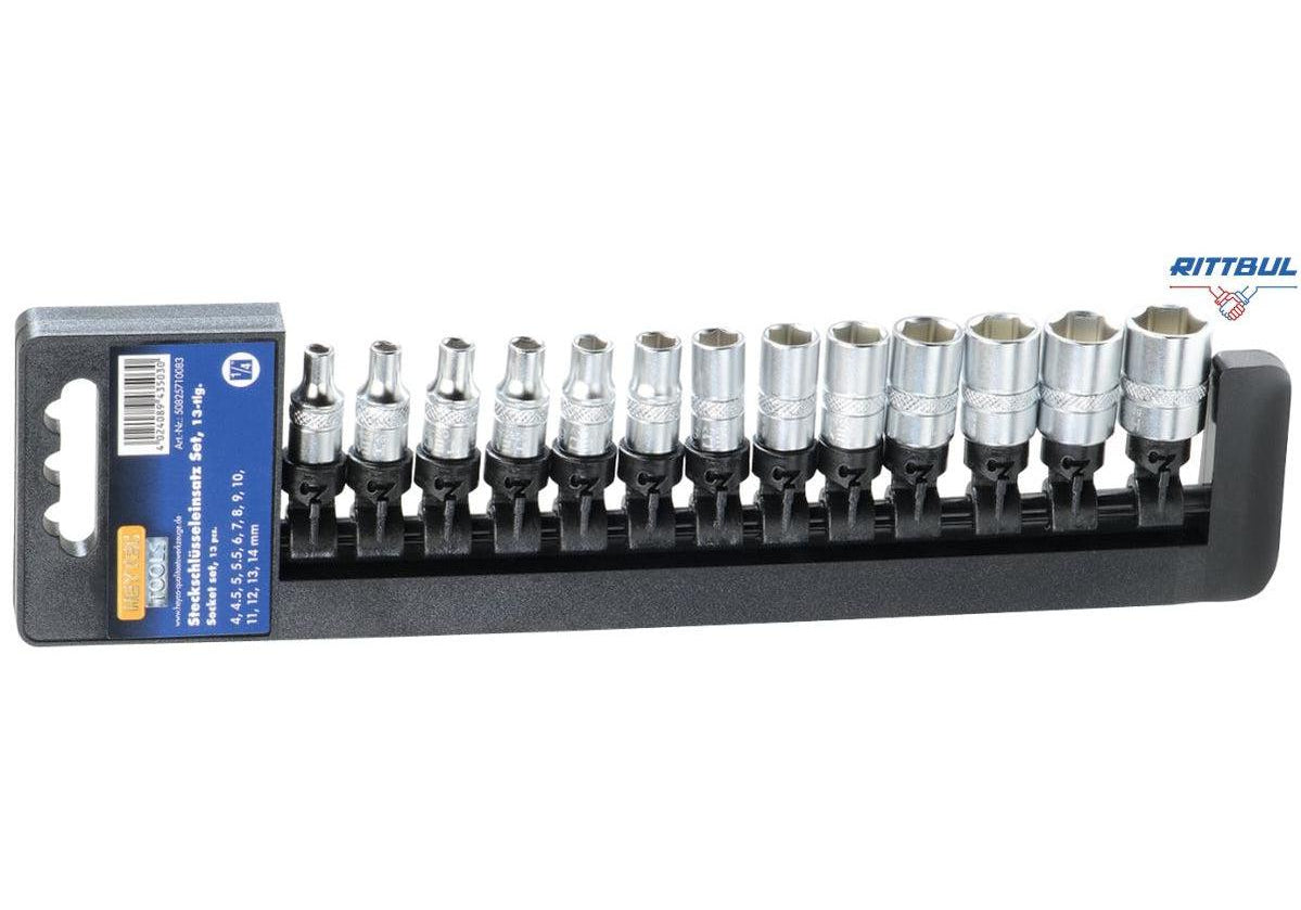 HEYTEC 50825710083 Комплект шестостенни вложки 4 - 14 мм х 1/4“ (13 части) - Rittbul