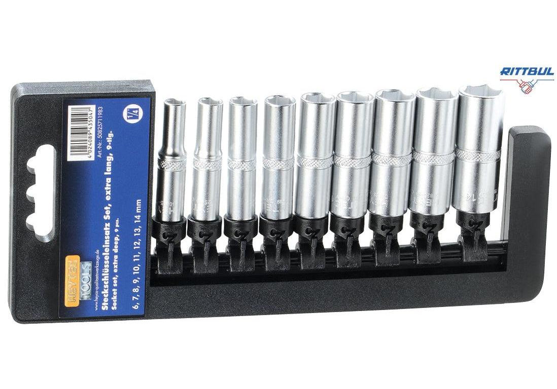 HEYTEC 50825711983 Комплект вложки удължени 6 - 14 мм х 1/4“ (9 части) - Rittbul