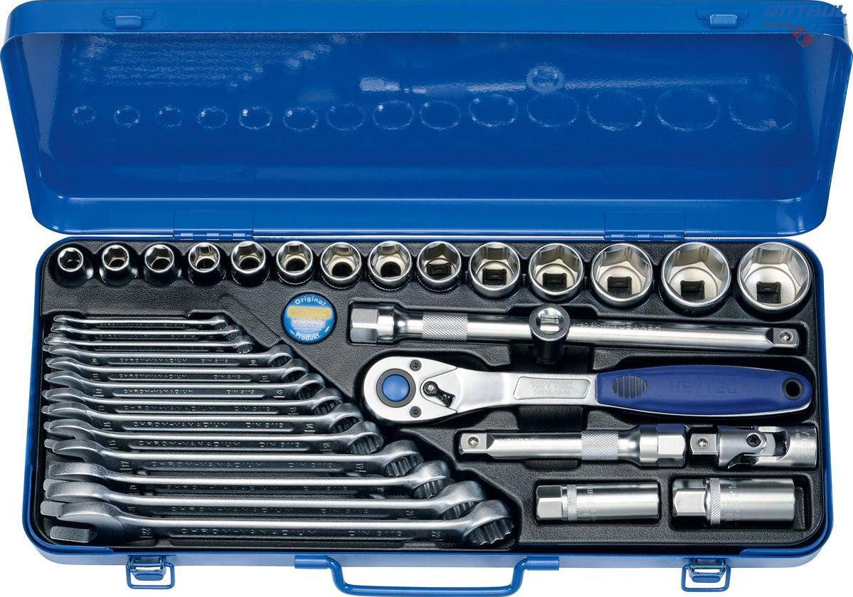 HEYTEC 50860301580 К-кт тресчотка 1/2“ с вложки, удължители и звездог.ключове (33 части) - Rittbul