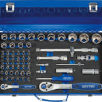 HEYTEC 50883301683 Комплект 2 бр. тресчотки 1/2 “ и 1/4`` с вложки и битове (61 части) - Rittbul