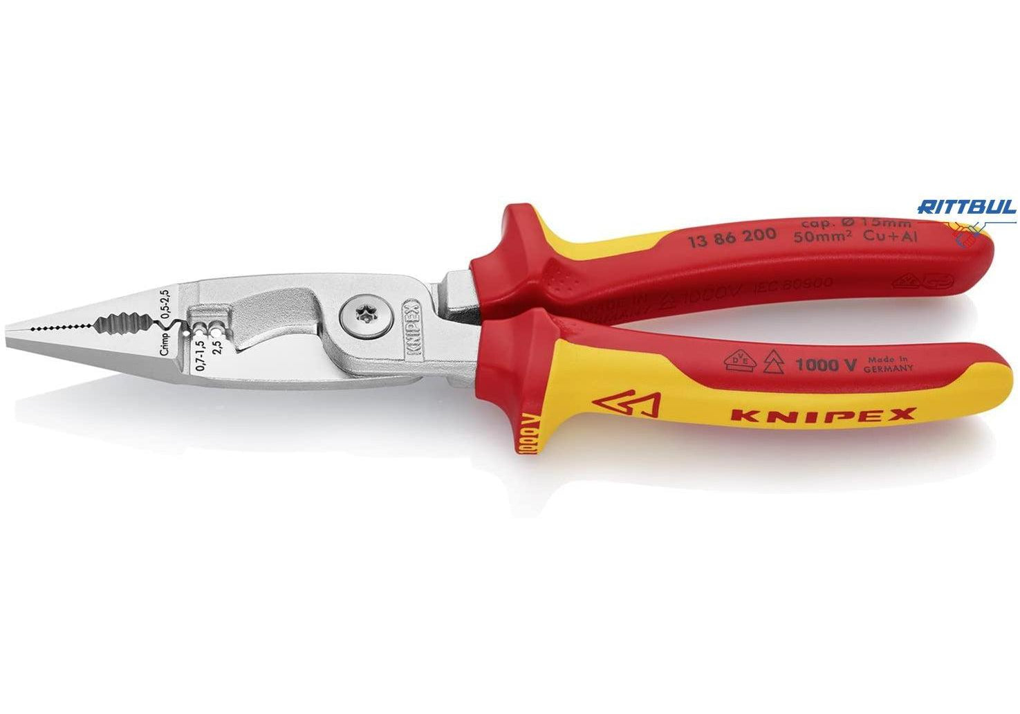 KNIPEX 13 86 200 Инсталационни клещи “електро“, изолирани - Rittbul