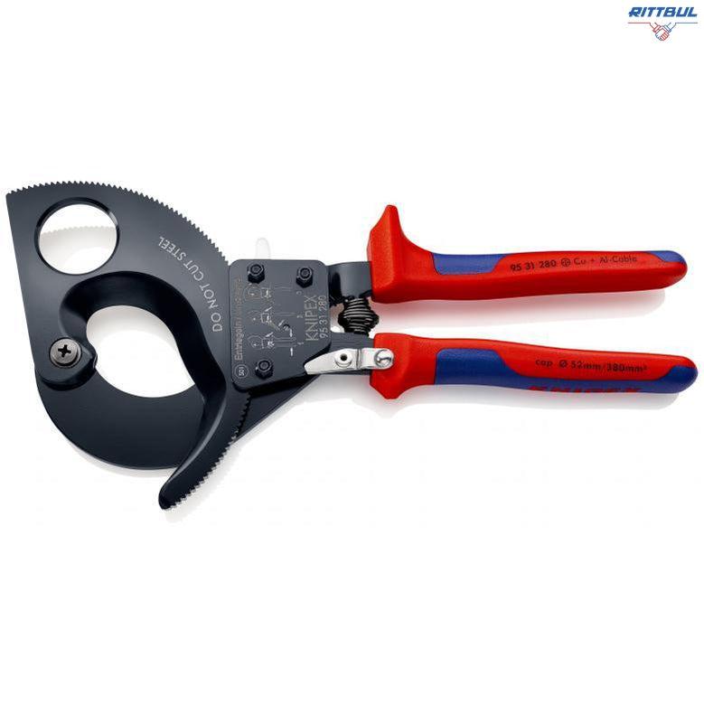 KNIPEX 95 31 280 Ножица за кабели с тресчотка 380 мм2 / ф.52 мм - Rittbul