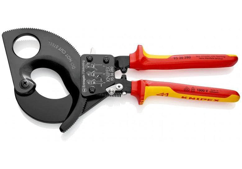 KNIPEX 95 36 280 Ножица за кабели с тресчотка 380 мм2 / ф.52 мм, изолирана - Rittbul