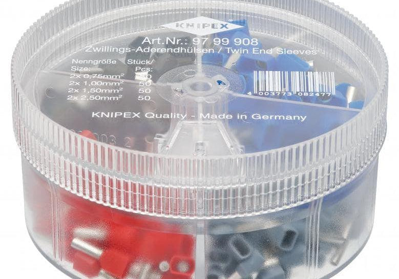 KNIPEX 97 99 908 Комплект двойни гилзи в пластмасова кутия (0.75 - 2.5 мм2) - Rittbul