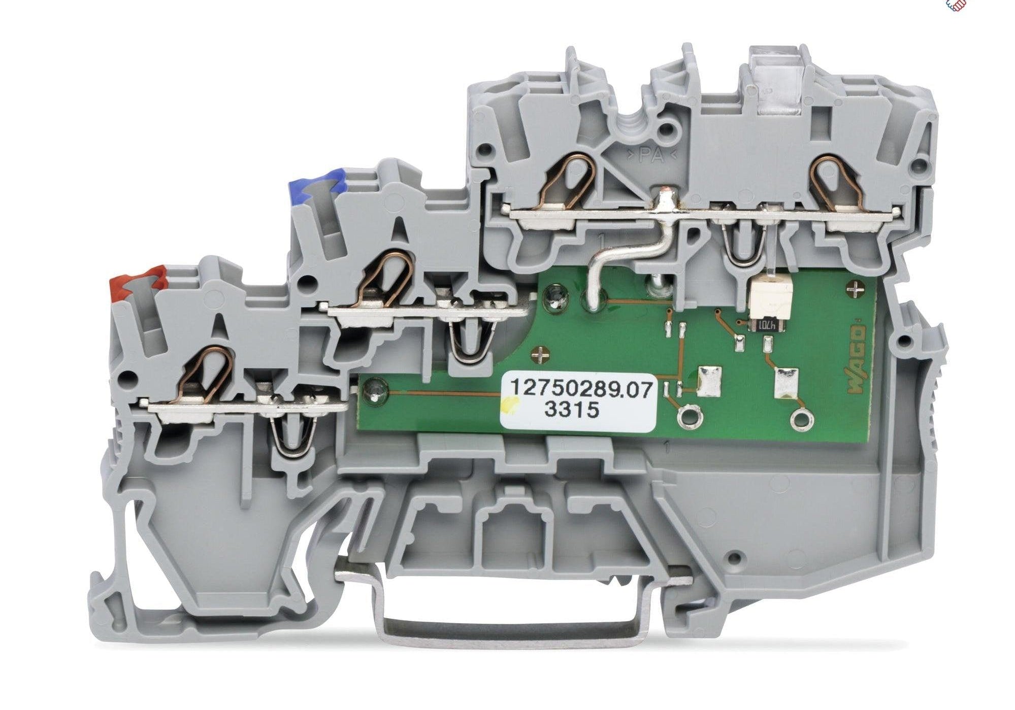 WAGO 2000-5311/1102-950 3-проводна клема със сензор; LED (жълт); за сензори с PNP комутиране по фаза; 1,00 mm2; сив - Rittbul