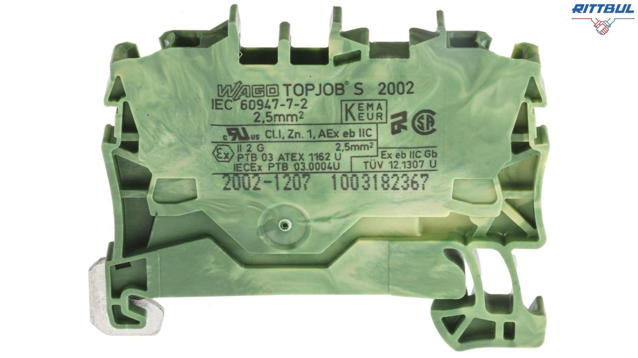 WAGO 2002-1207 Редова клема TOPJOB`S 2.5мм2, 2Р, жълто-зелена - Rittbul