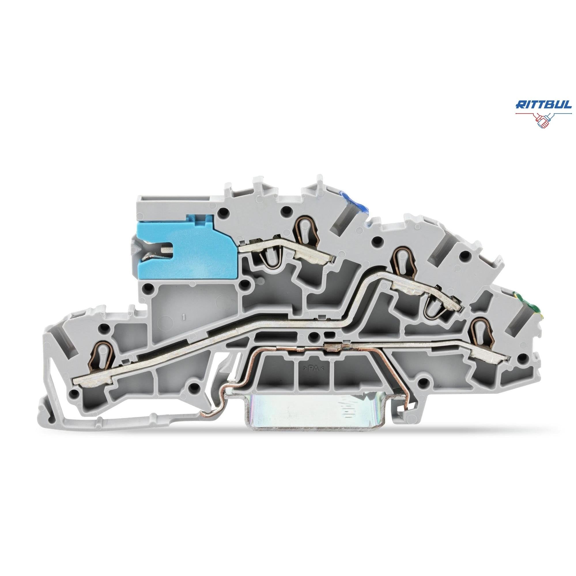 WAGO 2003-7641 Мултифункционална клема 2,5mm2 (4мм2); с N-разделителна шейна; NT/L/PE, сива - Rittbul