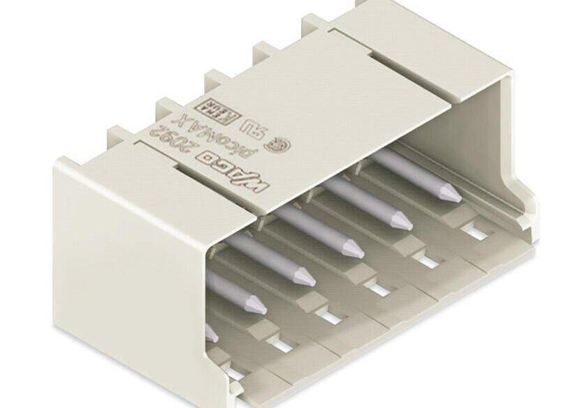 WAGO 2092-1423 THT мъжки щифтов съединител; щифт за запояване O 1.4 mm; ъглов; Разстояние между пиновете 5 mm; 3-полюсен; светло сив - Rittbul