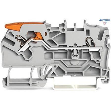 WAGO 2102-1201 TOPJOB® S 2-проводна проходна клема; с лост и Push-in CAGE CLAMP®; 2,5 mm2; с тестов порт; странично и централно маркиране; Push - Rittbul