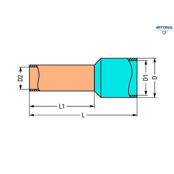 WAGO 216-263 Накрайник; Втулка за 1 mm2 / AWG 18; изолиран; електр. калаено покритие; електролитна мед; газонепроницаем; съгл. DIN 46228, Час - Rittbul