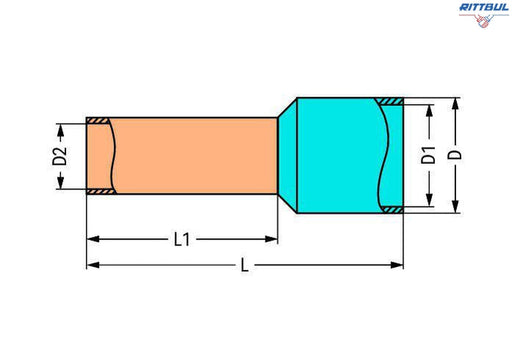 WAGO 216-263 Накрайник; Втулка за 1 mm2 / AWG 18; изолиран; електр. калаено покритие; електролитна мед; газонепроницаем; съгл. DIN 46228, Час - Rittbul