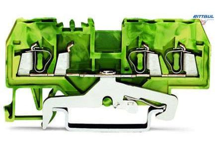 WAGO 280-687 3-conductor ground terminal block; 2.5 mm2; center marking; for DIN-rail 35 x 15 and 35 x 7.5 - Rittbul