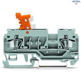 WAGO 280-879 2-conductor disconnect/test terminal block; with pivoting knife disconnect; with test port; orange disconnect link; for DIN-rail - Rittbul