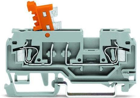 WAGO 280-879 2-conductor disconnect/test terminal block; with pivoting knife disconnect; with test port; orange disconnect link; for DIN-rail - Rittbul
