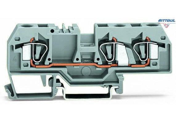 WAGO 282-682 3-CONDUCTOR THROUGH TERMINAL BLOCK, ORANGE, 6mm2 - Rittbul