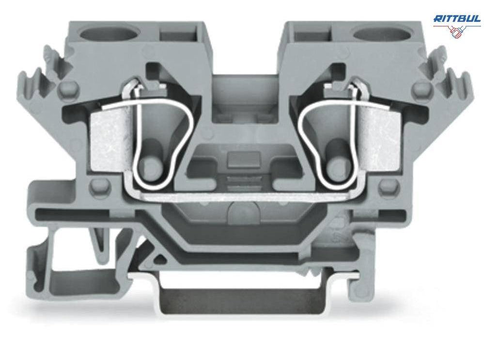 WAGO 284-604 2-conductor through terminal block; 10 mm2; lateral marker slots; for DIN-rail 35 x 15 and 35 x 7.5 - Rittbul